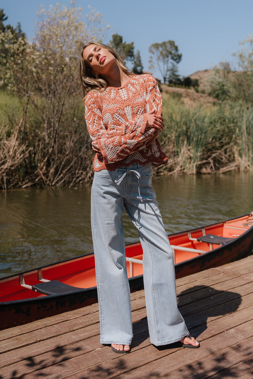 Abigail Striped Wide Leg Jeans