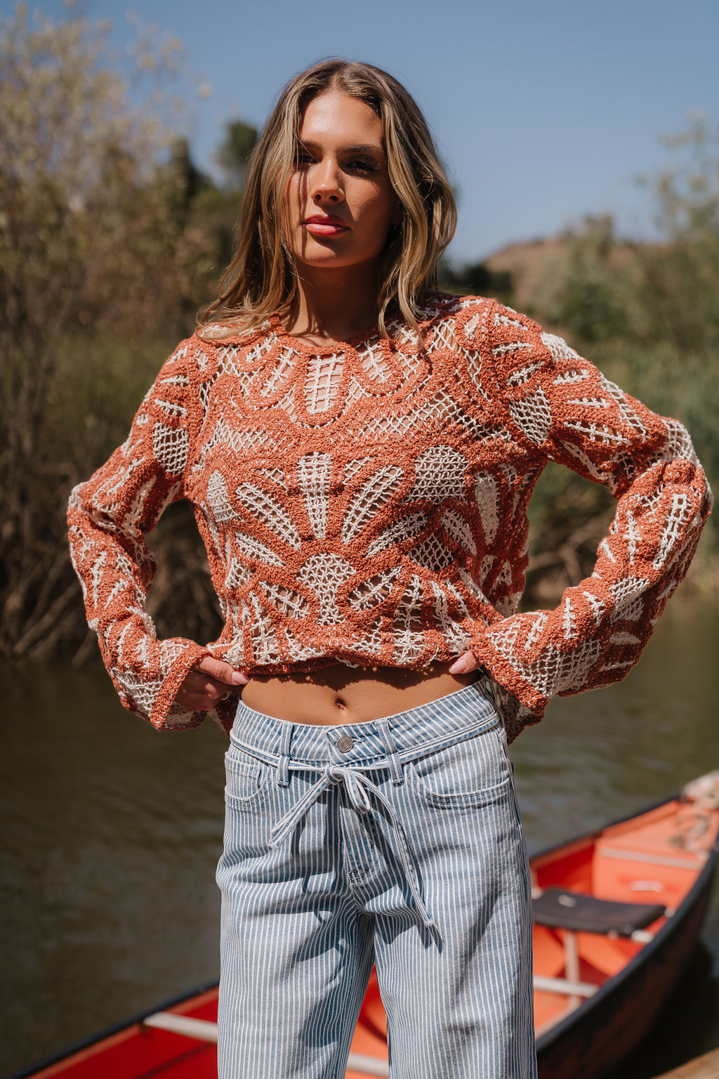 Rosa Crochet Top in Brick