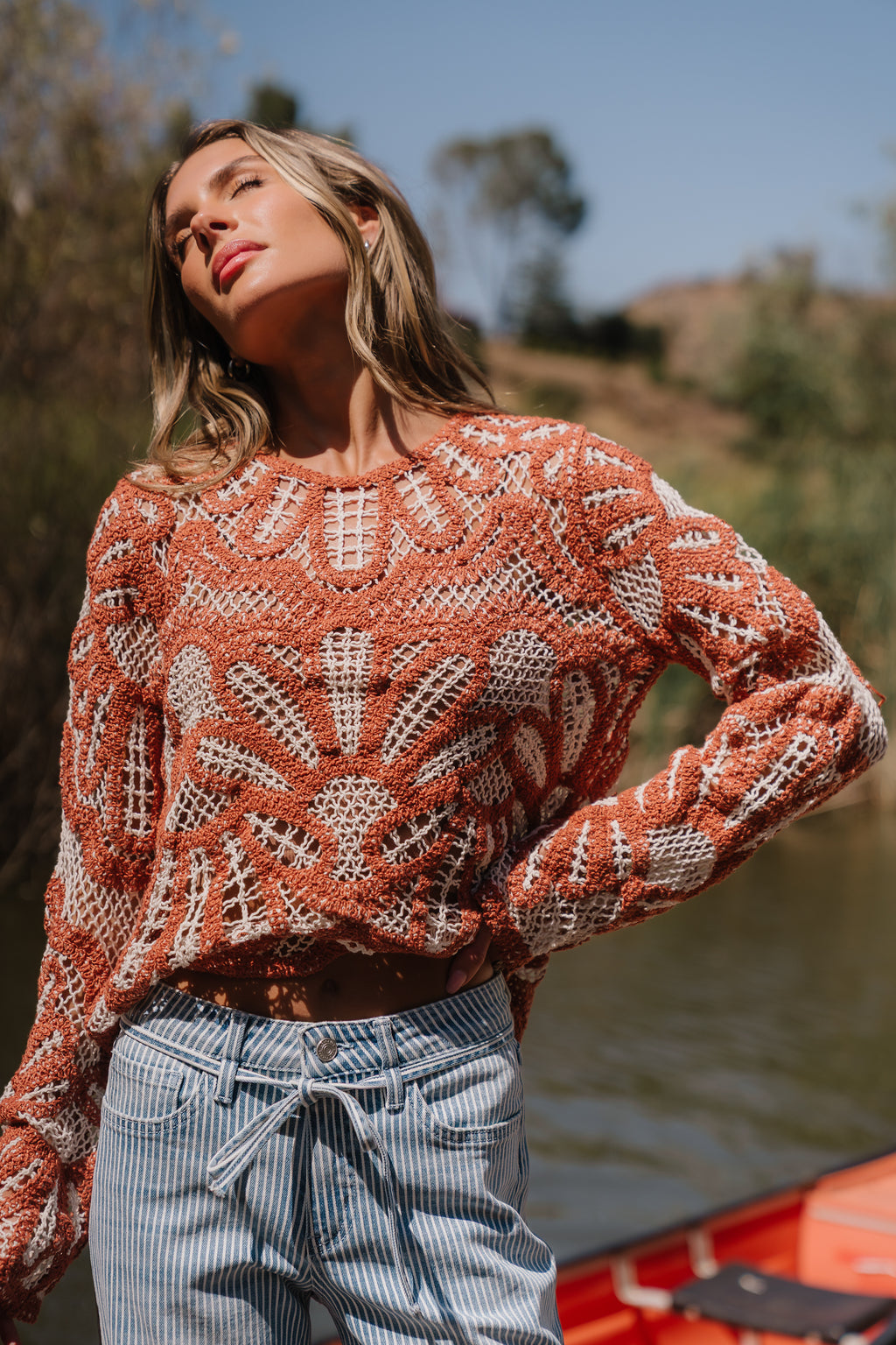 Rosa Crochet Top in Brick