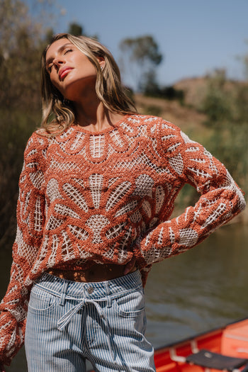 Rosa Crochet Top in Brick