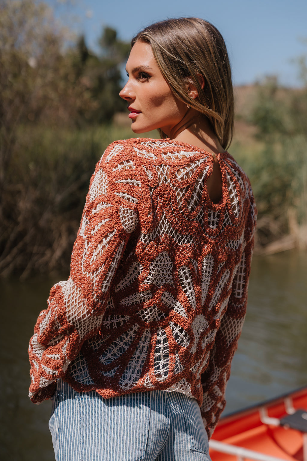 Rosa Crochet Top in Brick