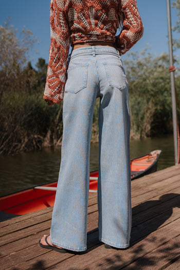 Abigail Striped Wide Leg Jeans