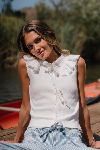 Mitchel Collared Tank in Ivory