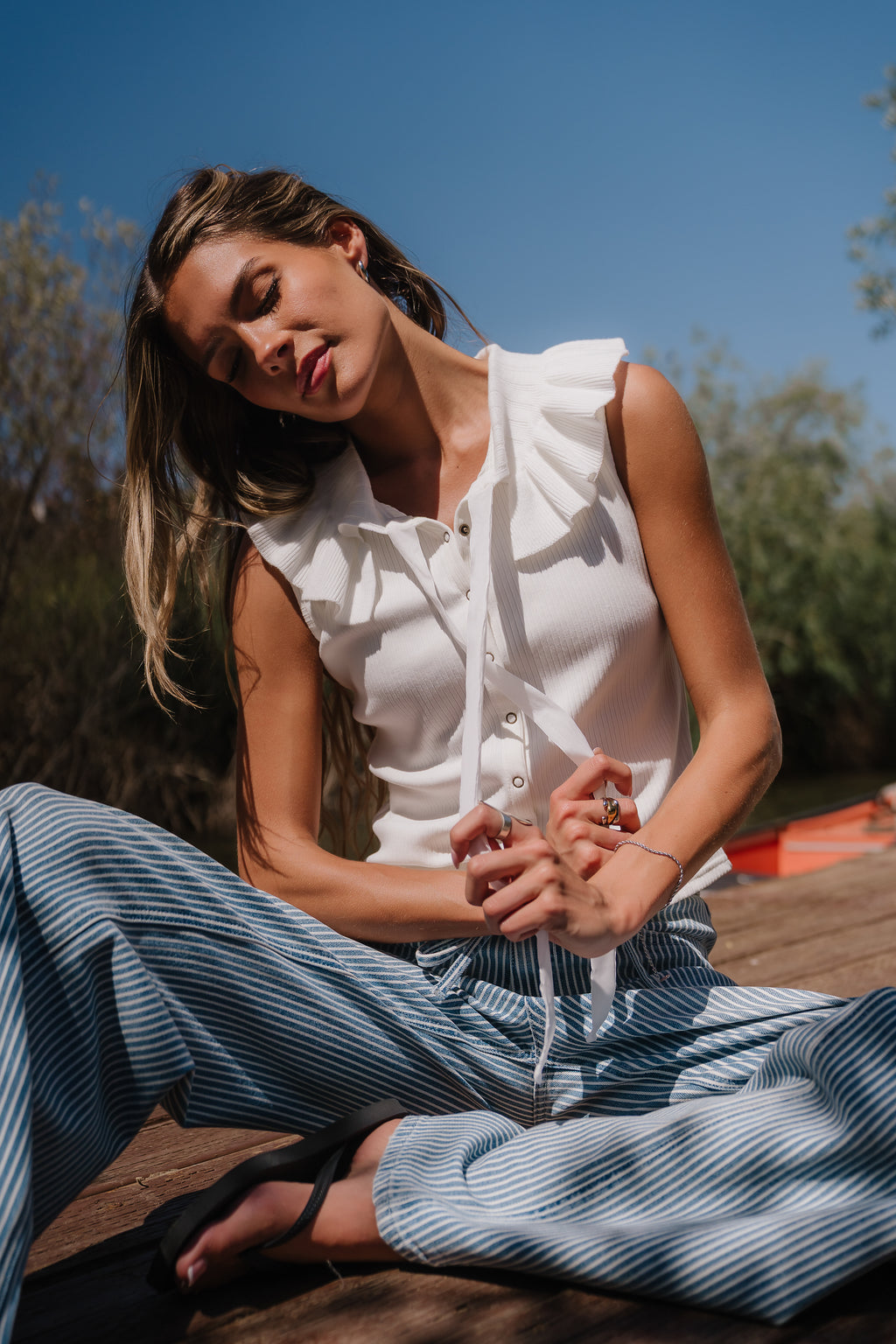 Mitchel Collared Tank in Ivory