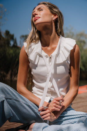 Mitchel Collared Tank in Ivory