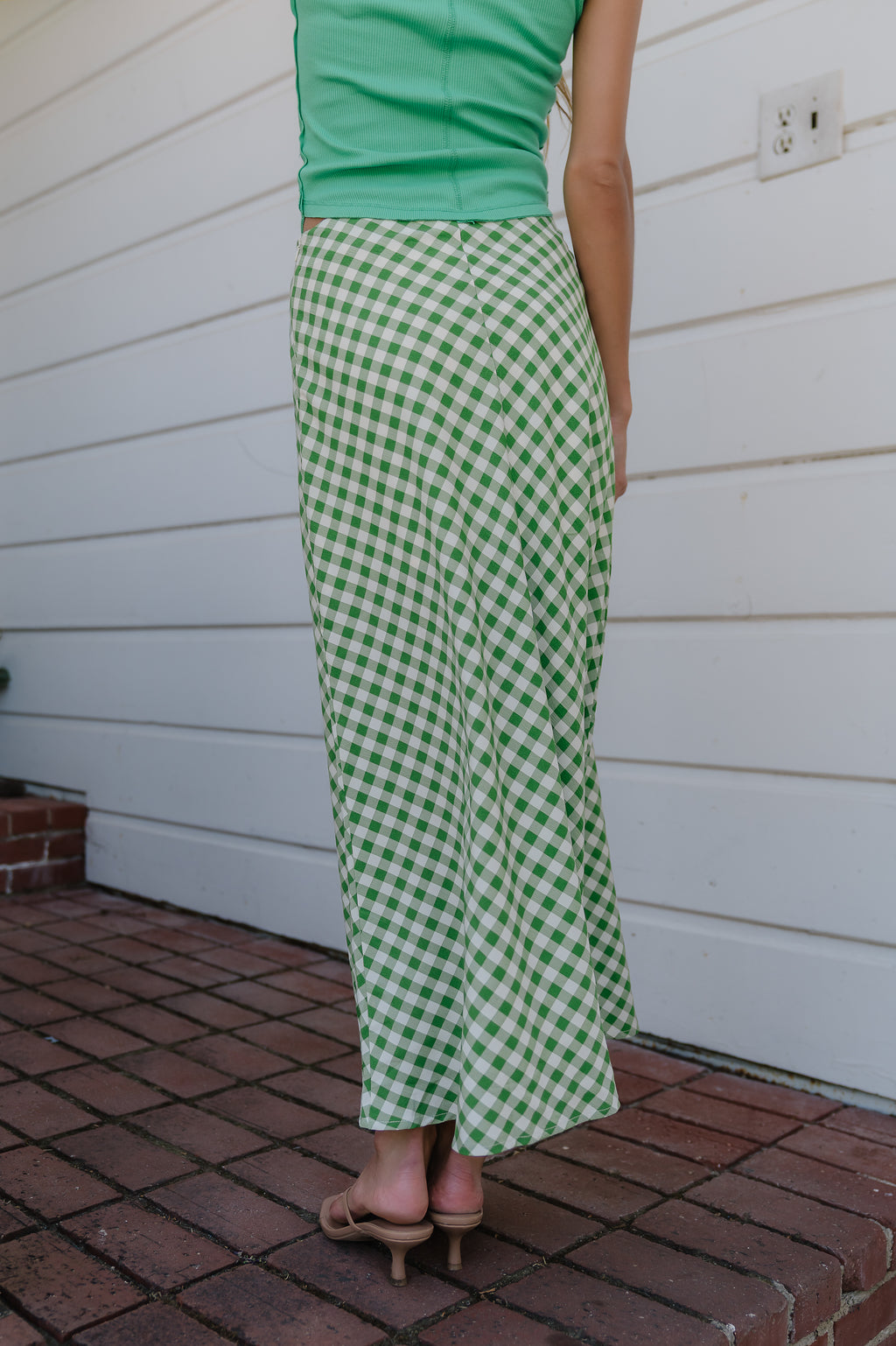 Posie Gingham Maxi Skirt in Green