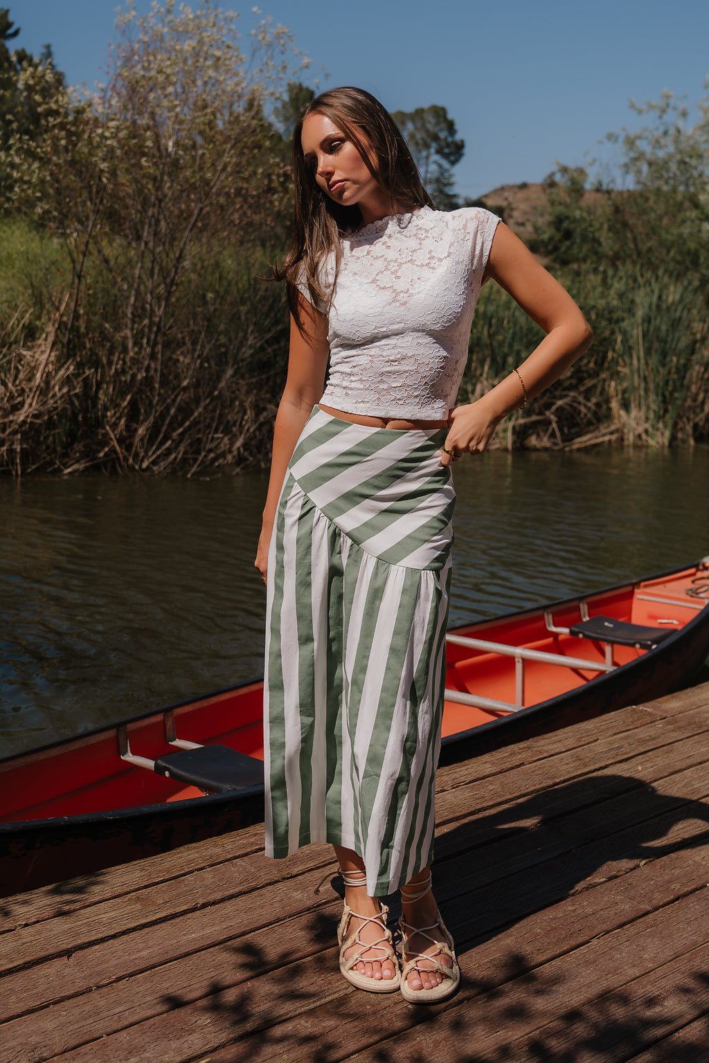 Frannie Striped Midi Skirt