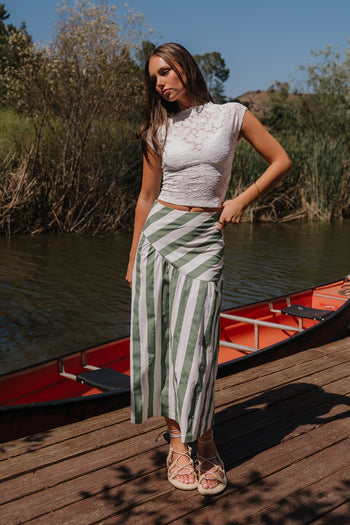 Frannie Striped Midi Skirt