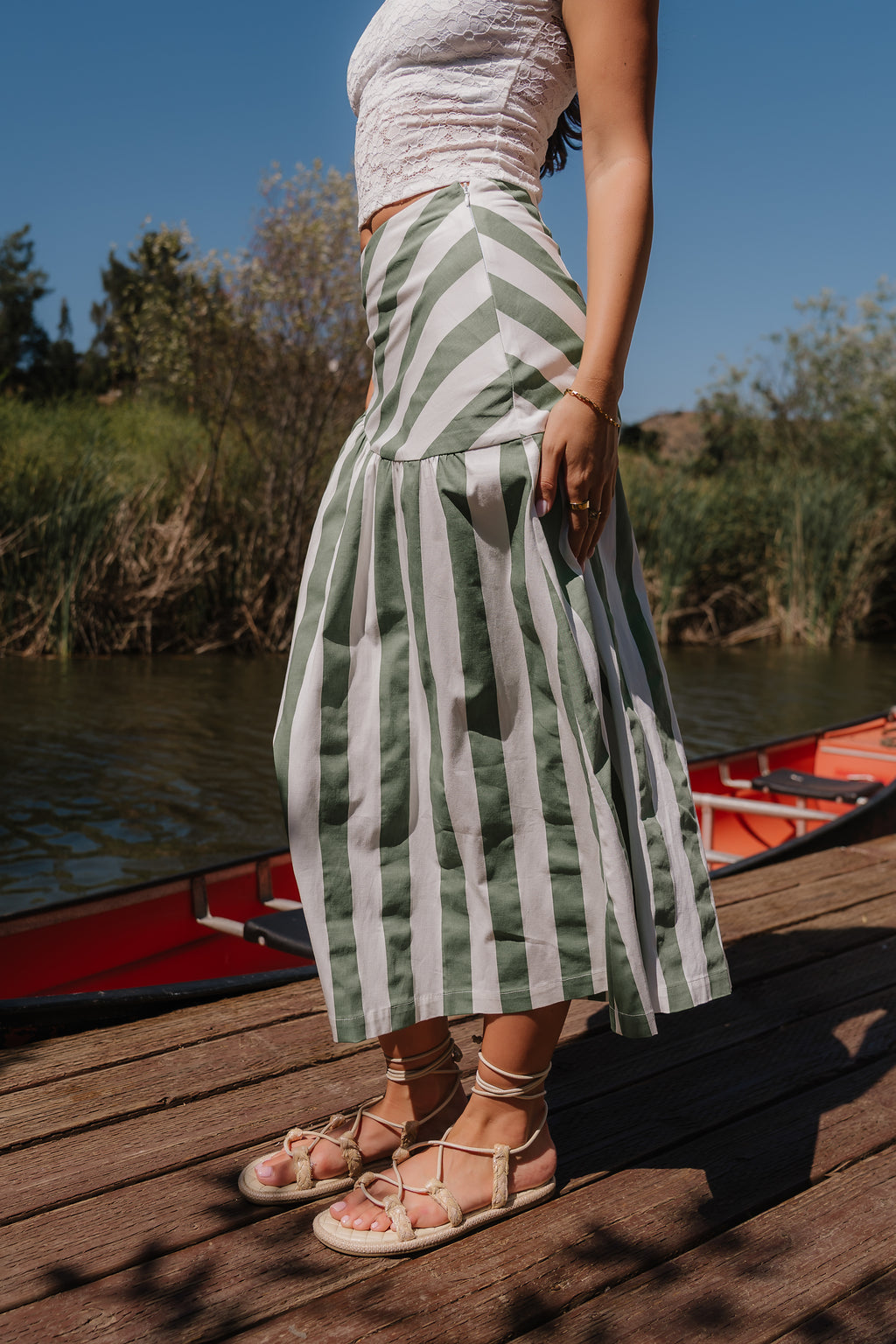 Frannie Striped Midi Skirt