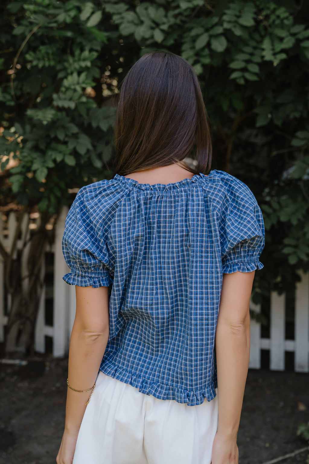 Gabi Plaid Blouse in Blue