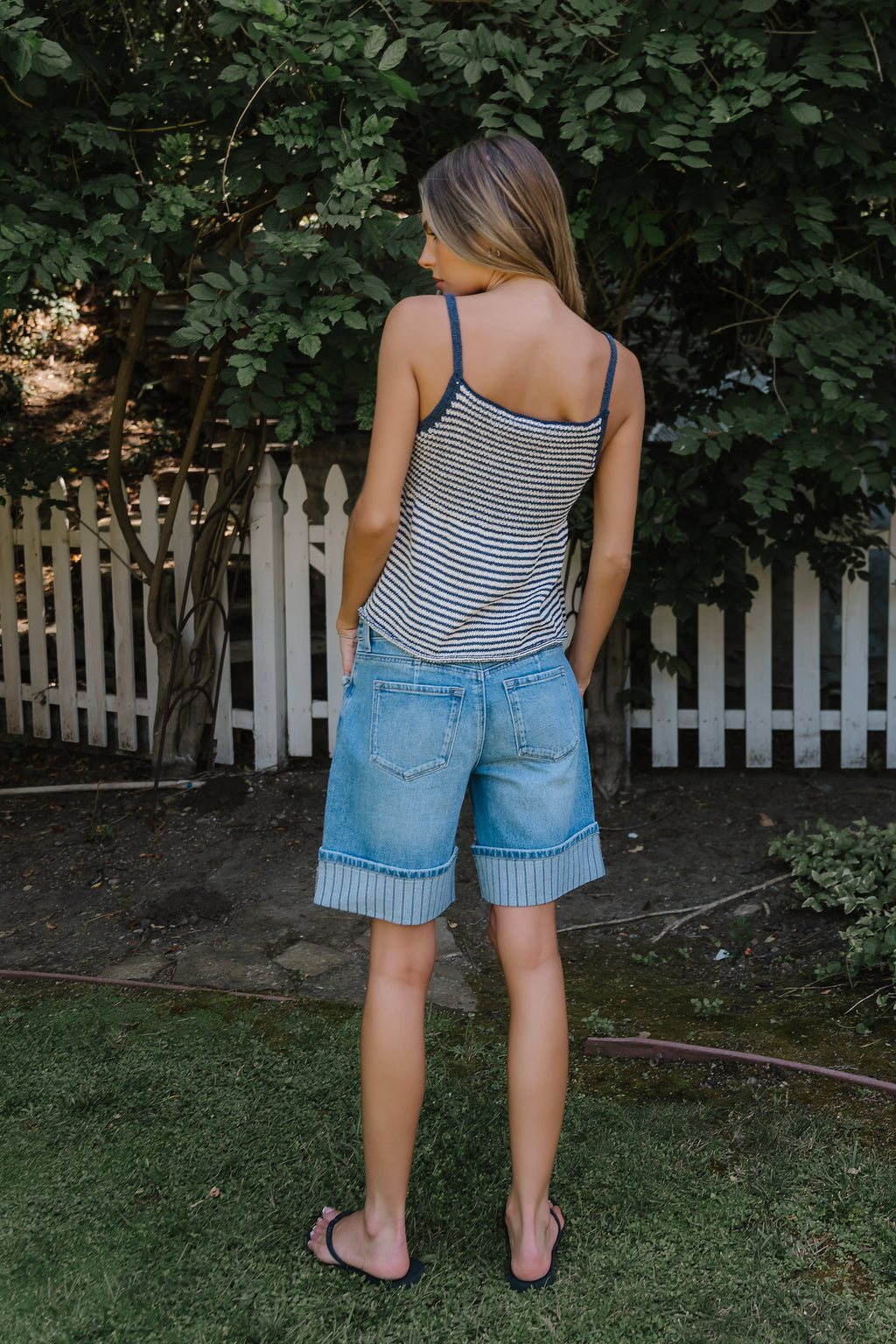 Yalara Striped Peplum Top
