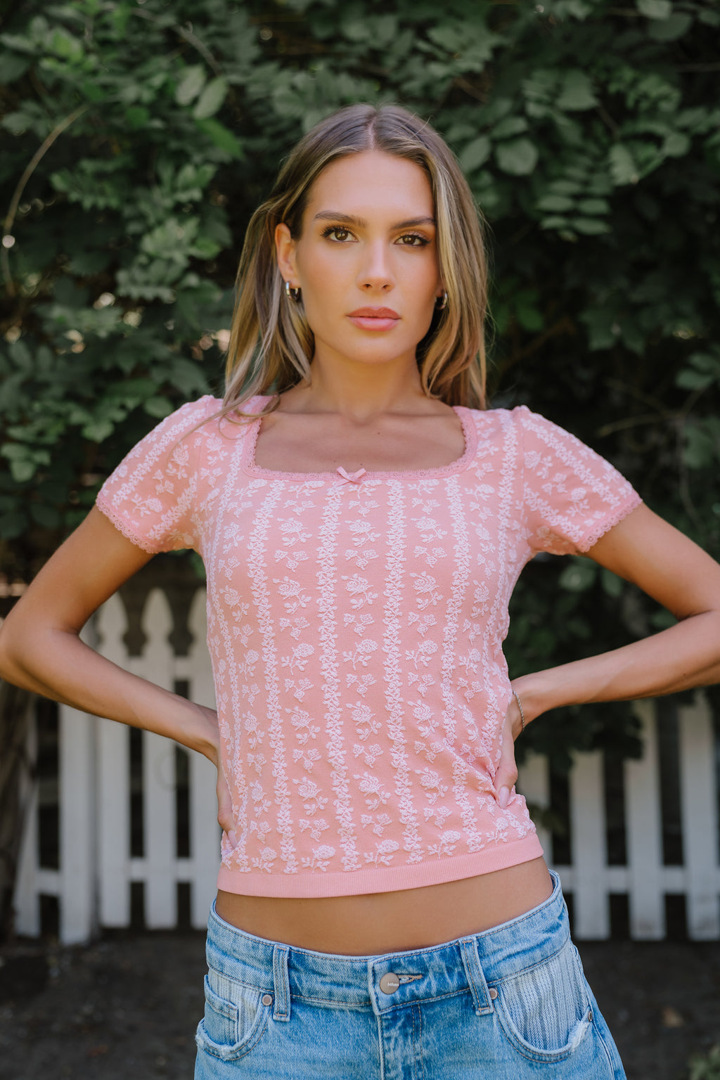Juliet Floral Seamless Top in Rose