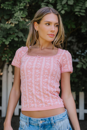 Juliet Floral Seamless Top in Rose