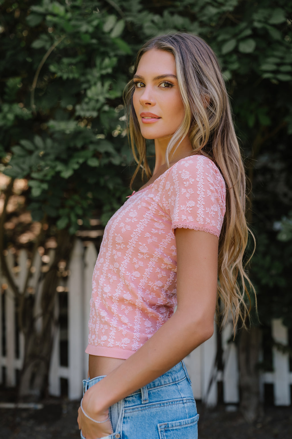 Juliet Floral Seamless Top in Rose