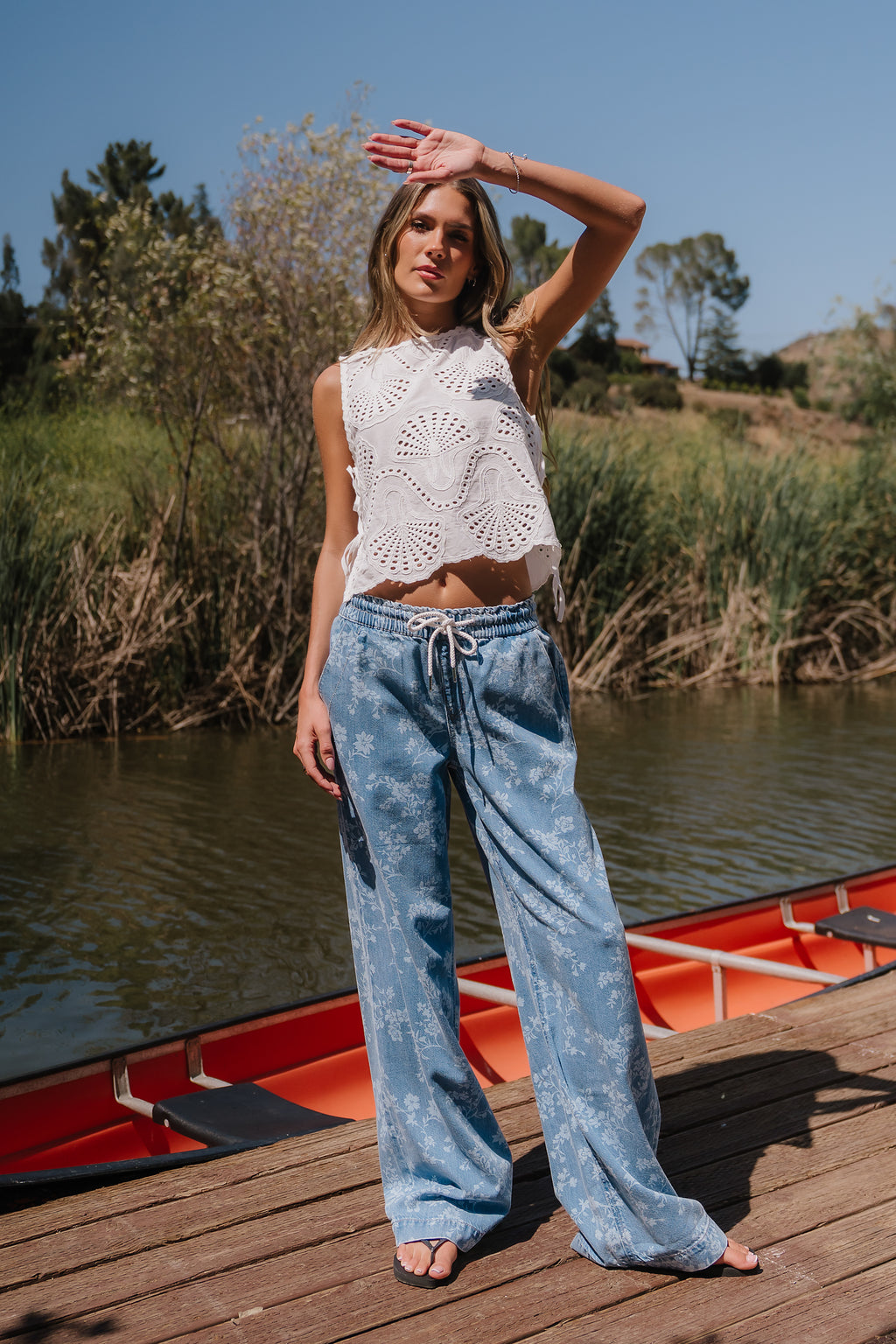 Shelly Eyelet Top in Ivory