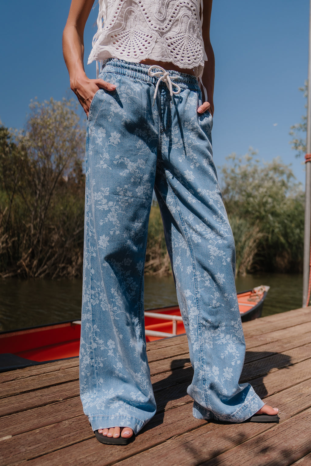 Gracie Floral Denim Pants
