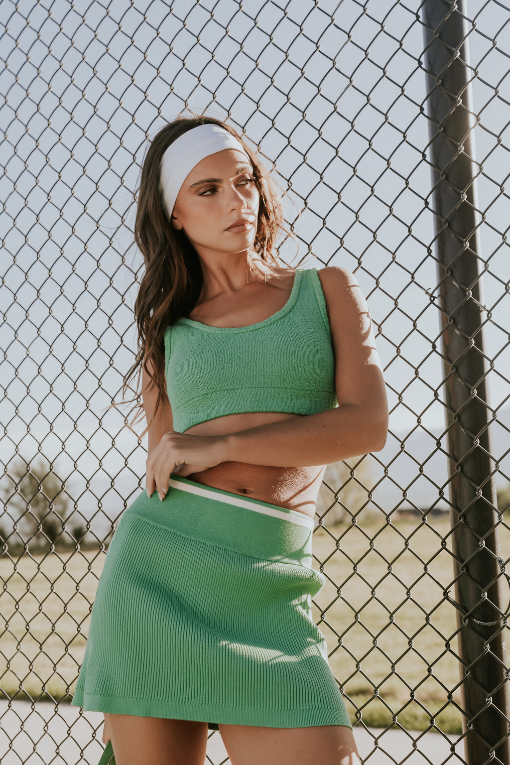 Rosie Ribbed Mini Skirt in Green
