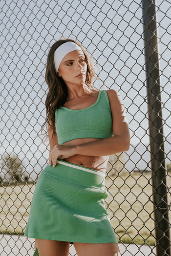 Rosie Ribbed Mini Skirt in Green