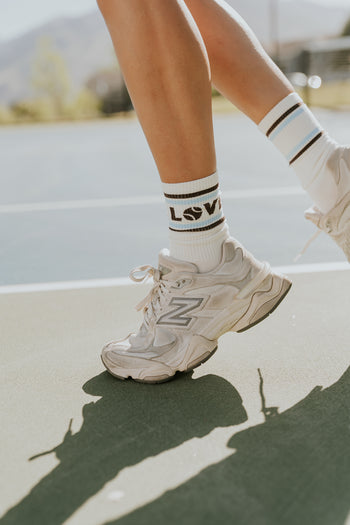Love Club Knit Socks in White