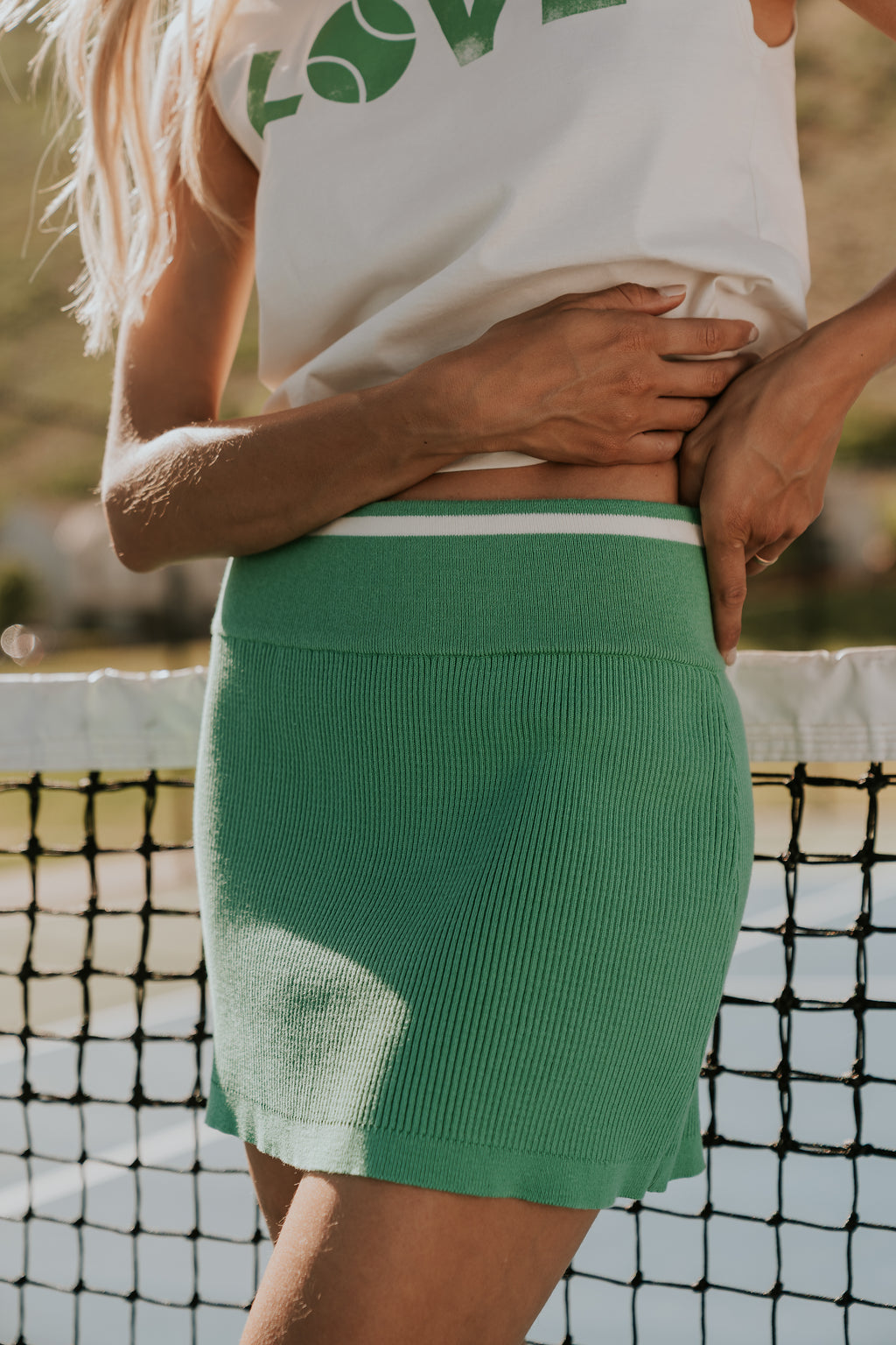 Rosie Ribbed Mini Skirt in Green
