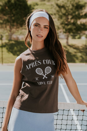 Coco Graphic Muscle Tee in Brown