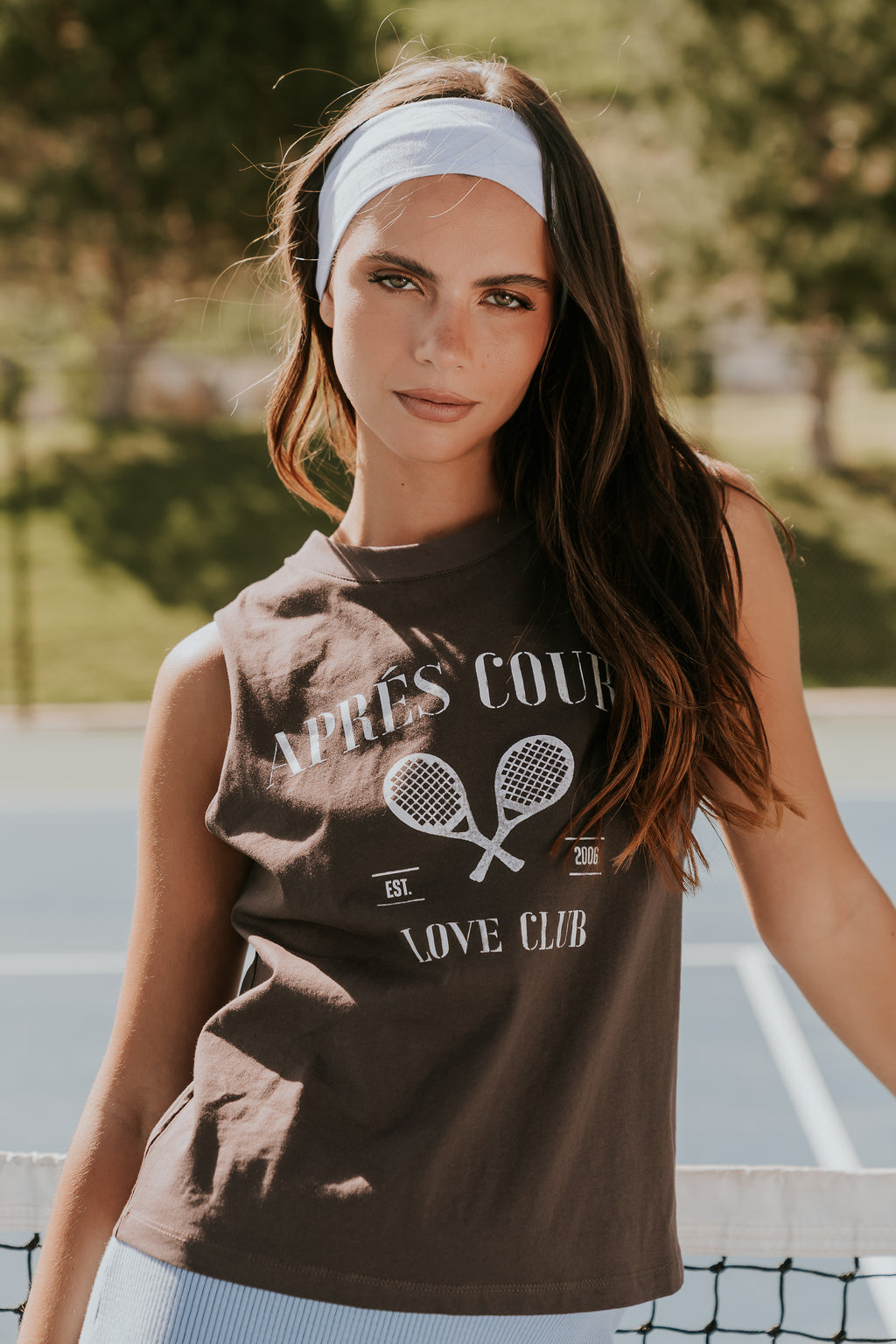 Coco Graphic Muscle Tee in Brown