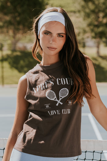 Coco Graphic Muscle Tee in Brown
