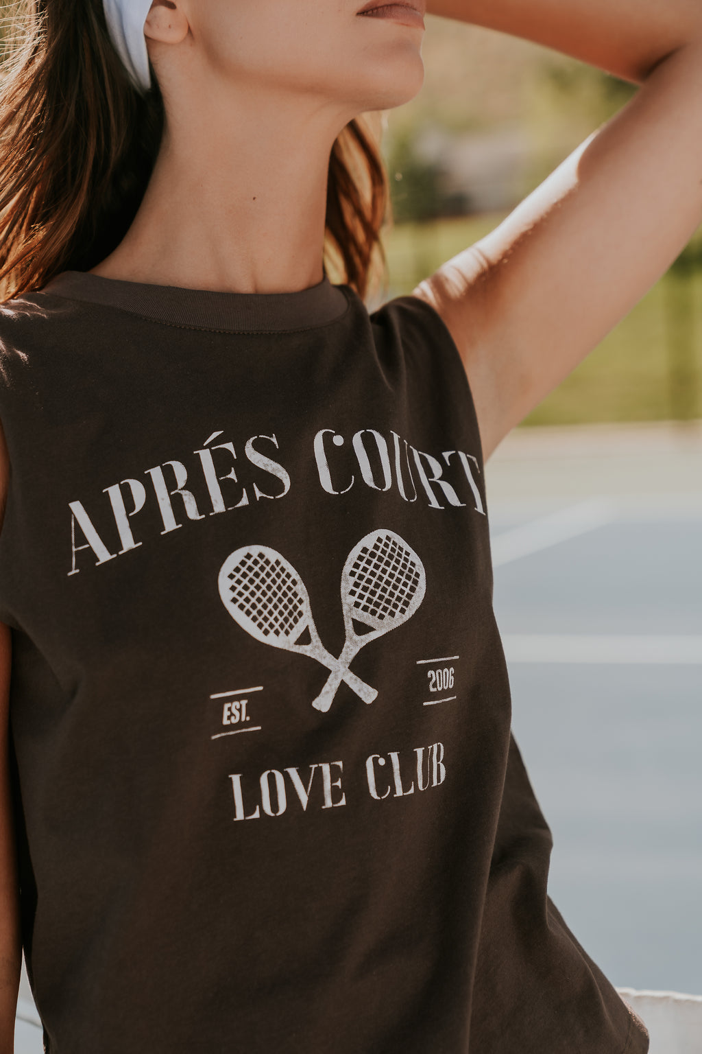 Coco Graphic Muscle Tee in Brown