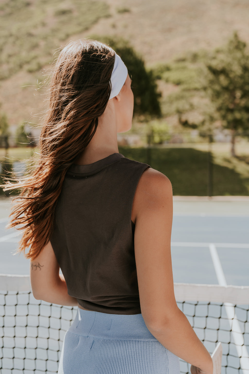 Coco Graphic Muscle Tee in Brown
