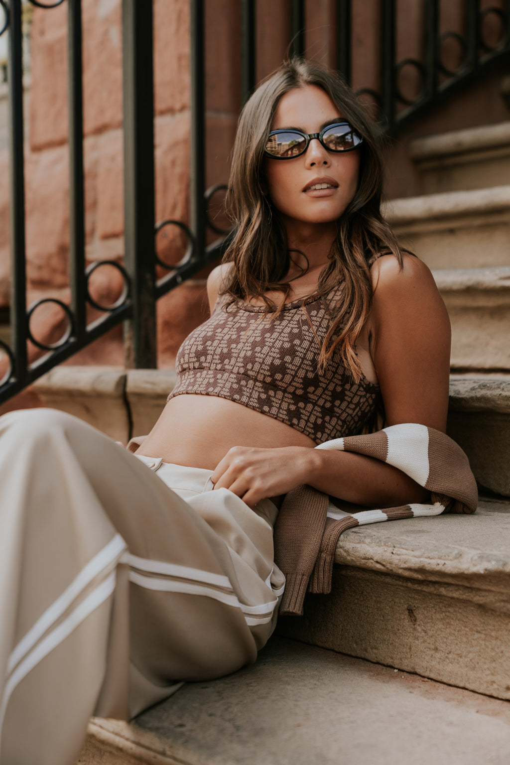 Julian Cropped Tank in Brown