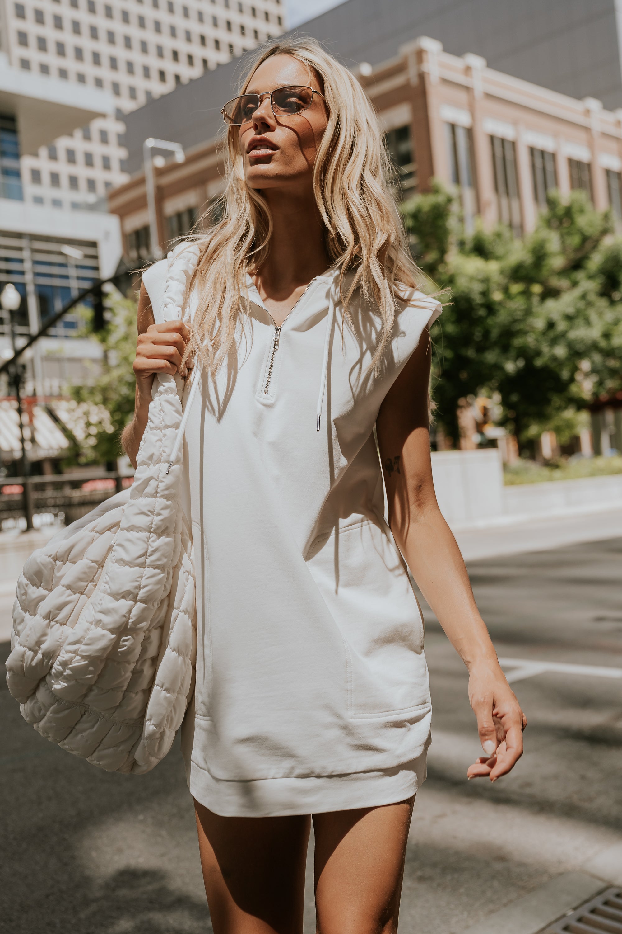 Harlow Hoodie Dress L / White