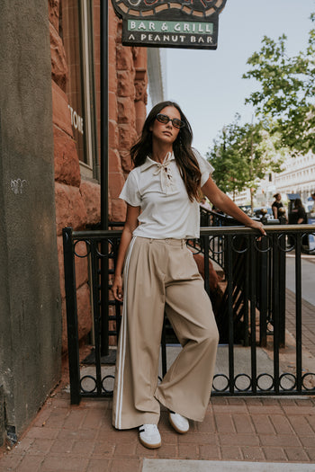 Maddison Collared Top in White