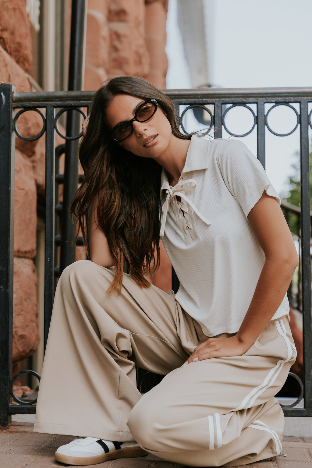 Maddison Collared Top in White