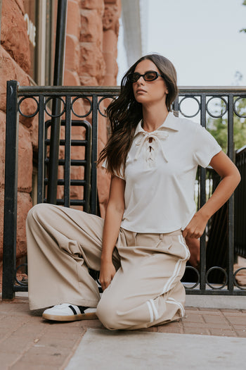 Maddison Collared Top in White