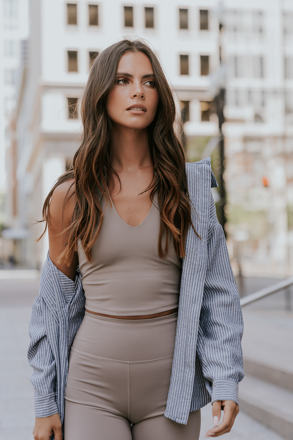 Serena Cropped Tank in Brown