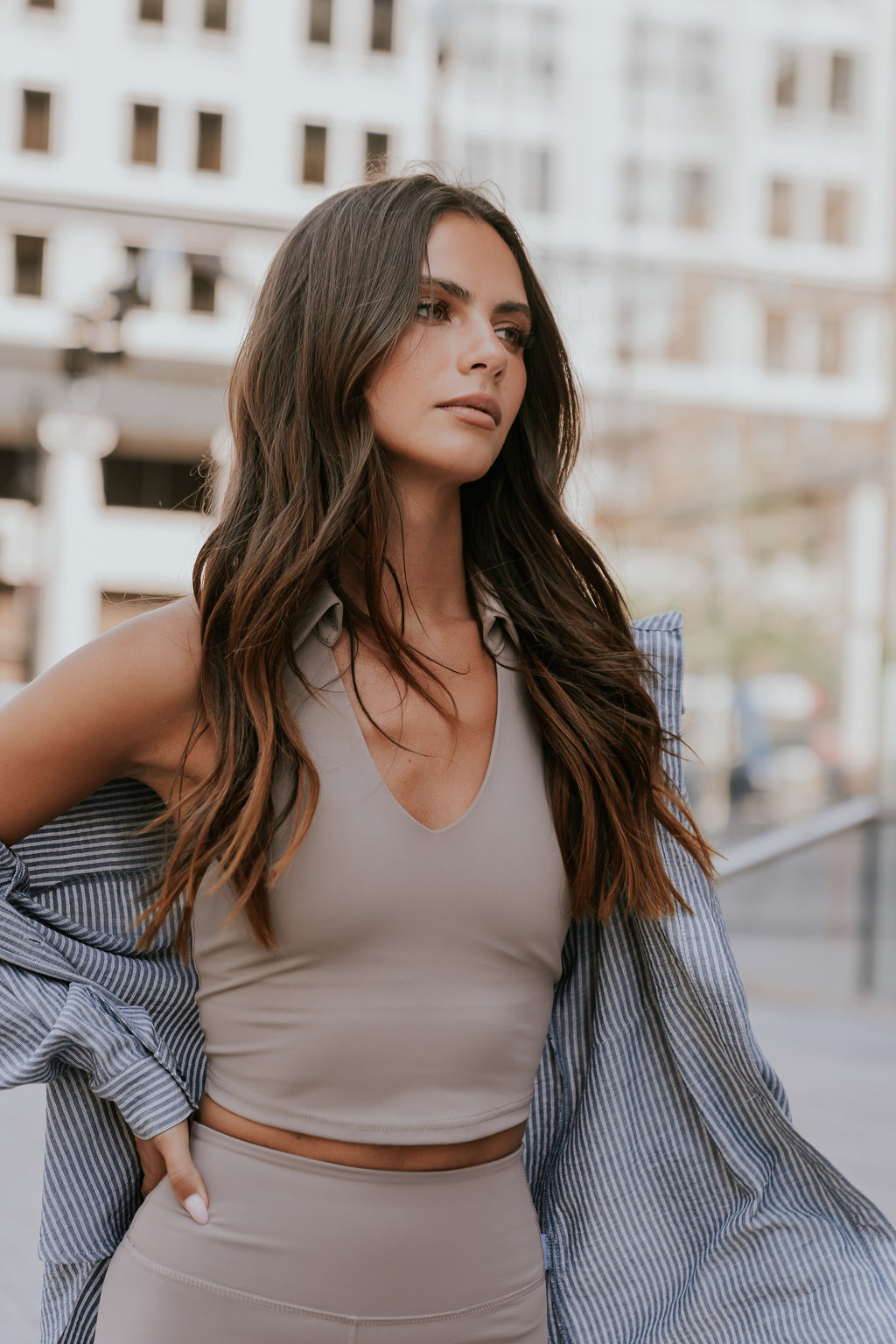 Serena Cropped Tank in Brown