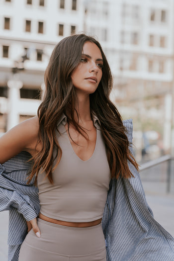 Serena Cropped Tank in Brown