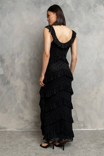 Katrina Tiered Maxi Dress in Black