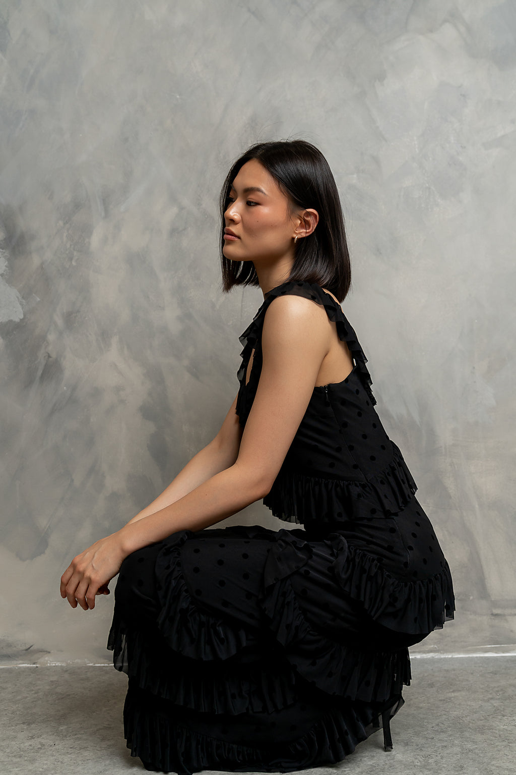 Katrina Tiered Maxi Dress in Black