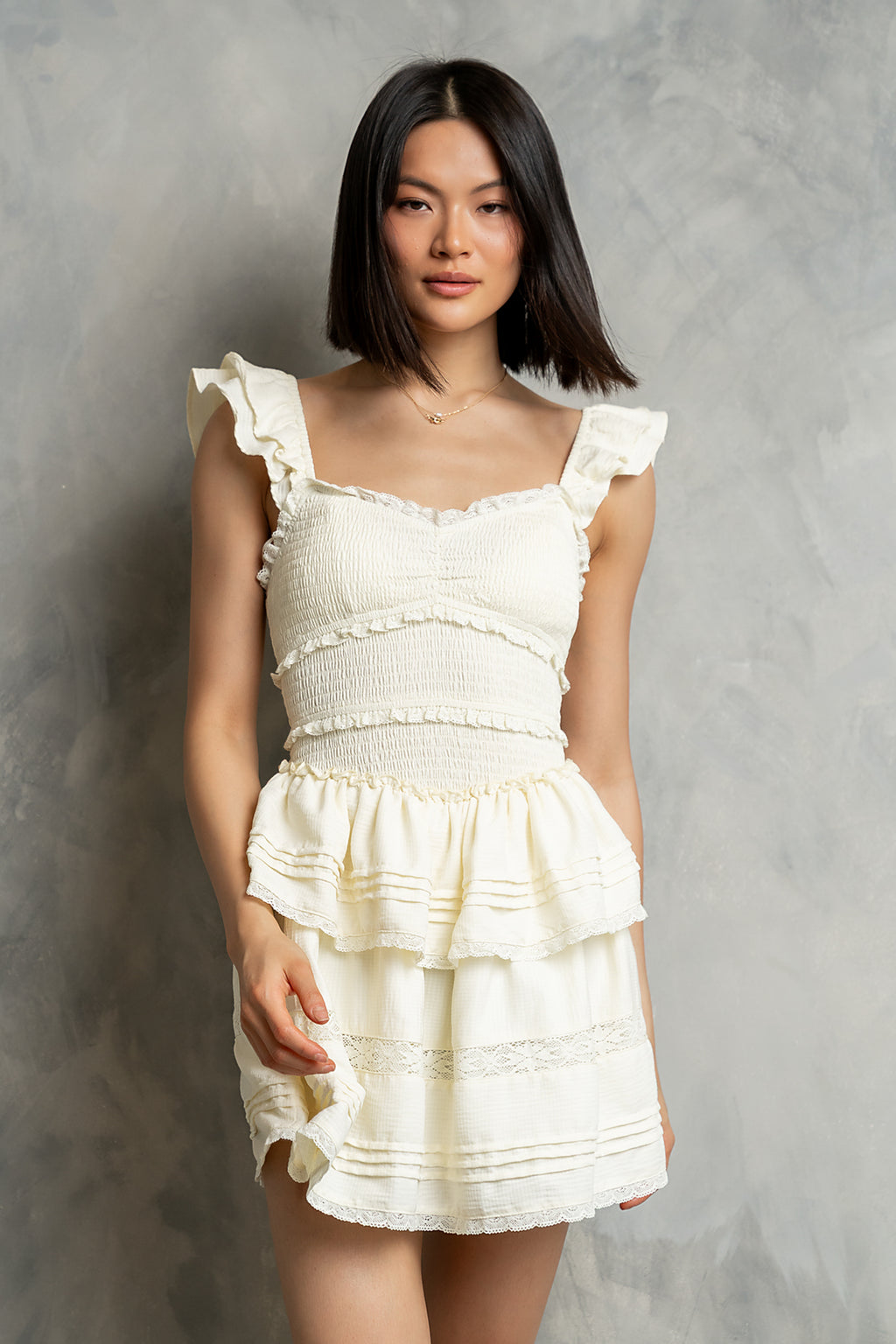 Vanessa Smocked Mini Dress in Yellow
