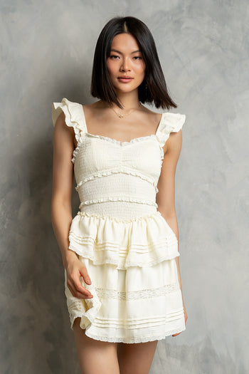 Vanessa Smocked Mini Dress in Yellow