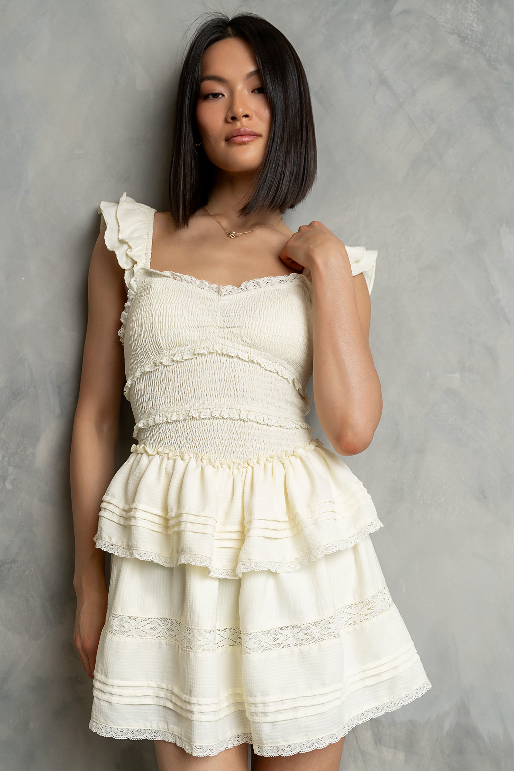 Vanessa Smocked Mini Dress in Yellow M / Yellow