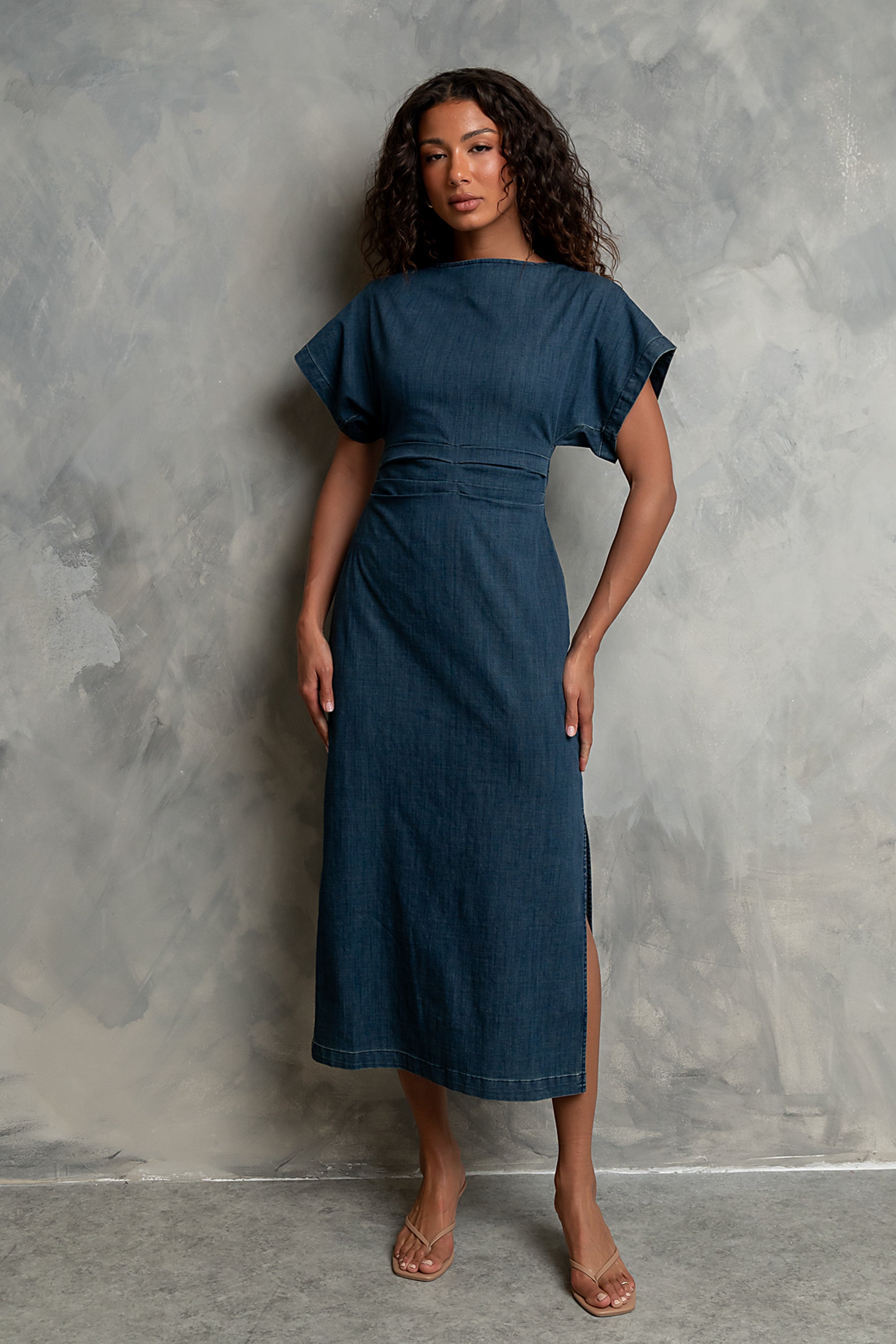 Jeanie Pleated Maxi Dress