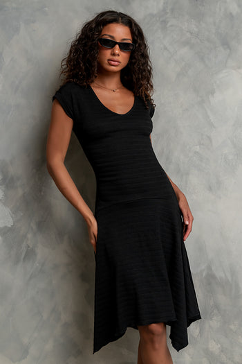Lais Ribbed Dress in Black