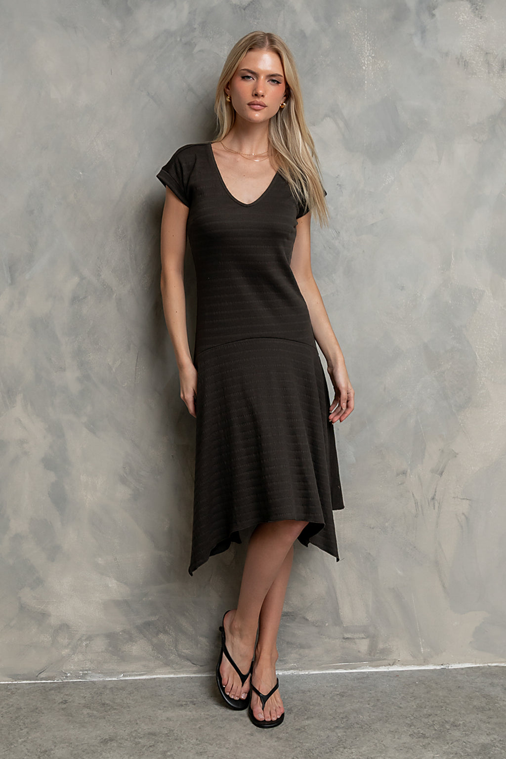 Lais Ribbed Dress in Charcoal