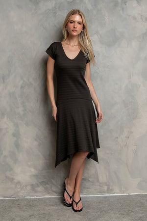 Lais Ribbed Dress in Charcoal