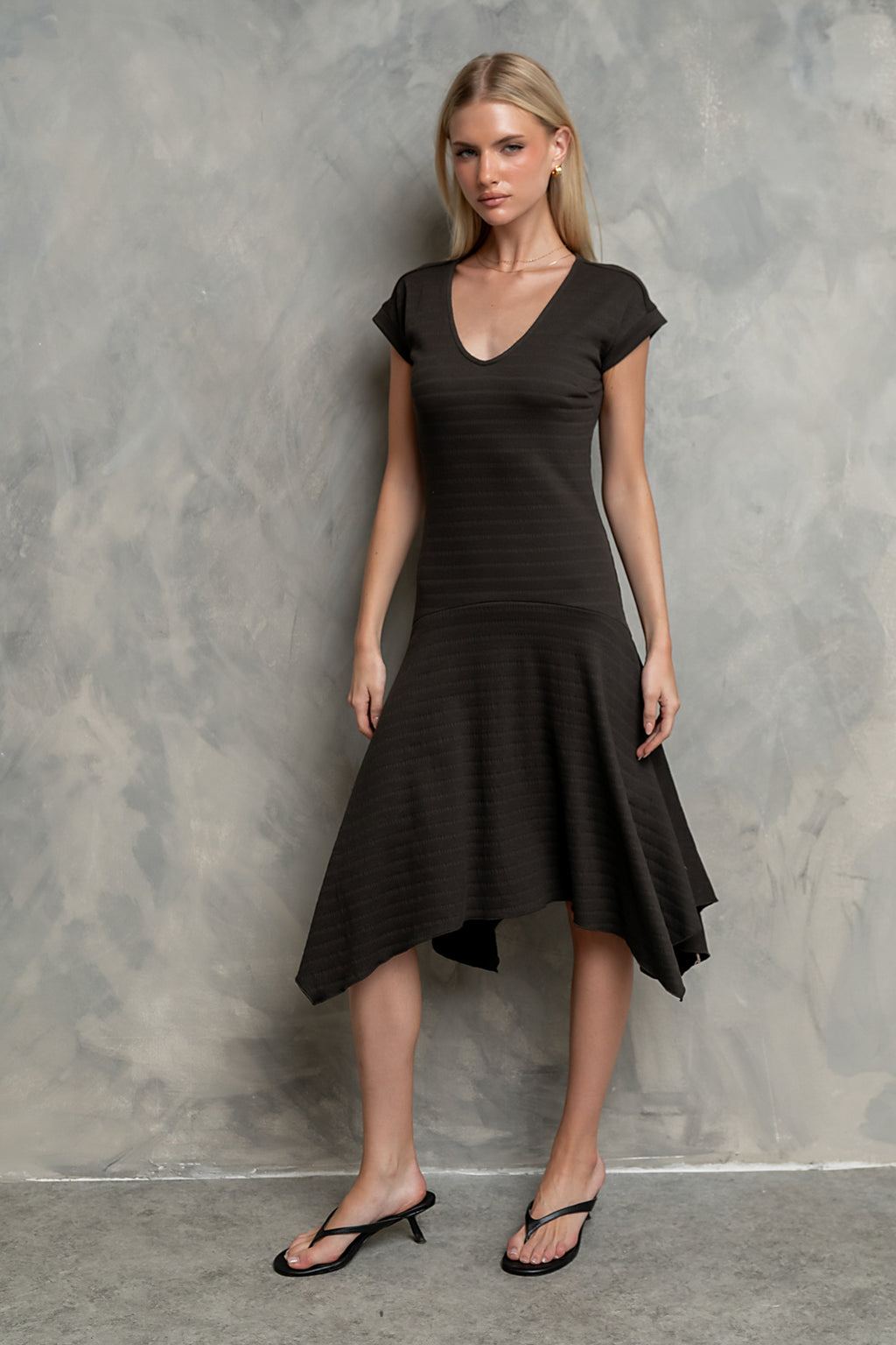 Lais Ribbed Dress in Charcoal