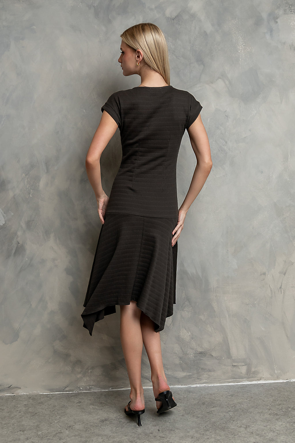 Lais Ribbed Dress in Charcoal