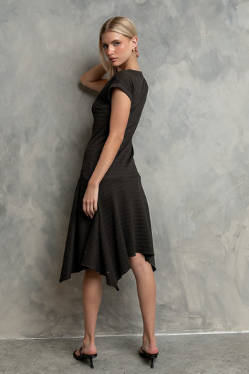 Lais Ribbed Dress in Charcoal