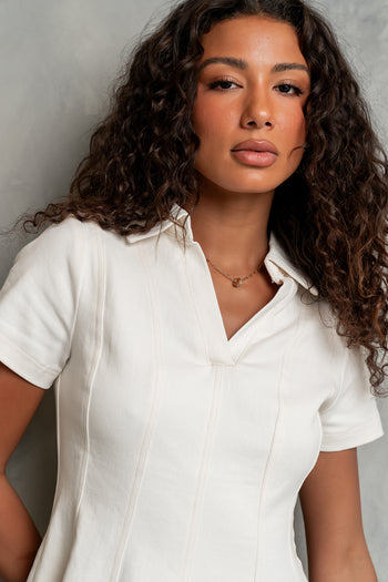 Carlie Denim Mini Dress in Cream
